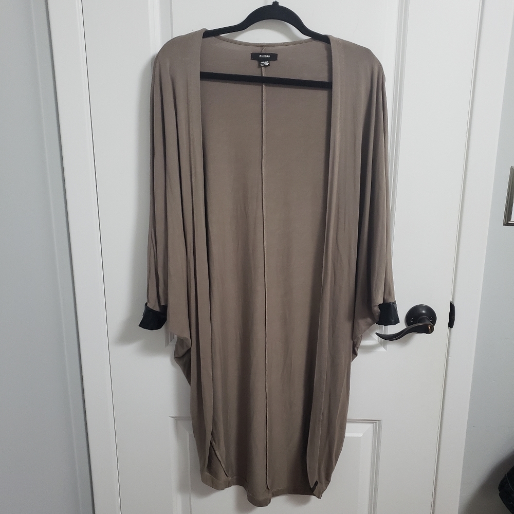 RUDSAK Taupe Black Trim Oversized Batwing Long Cardigan